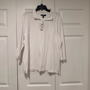 Karen Scott White Quarter-Zip Pullover